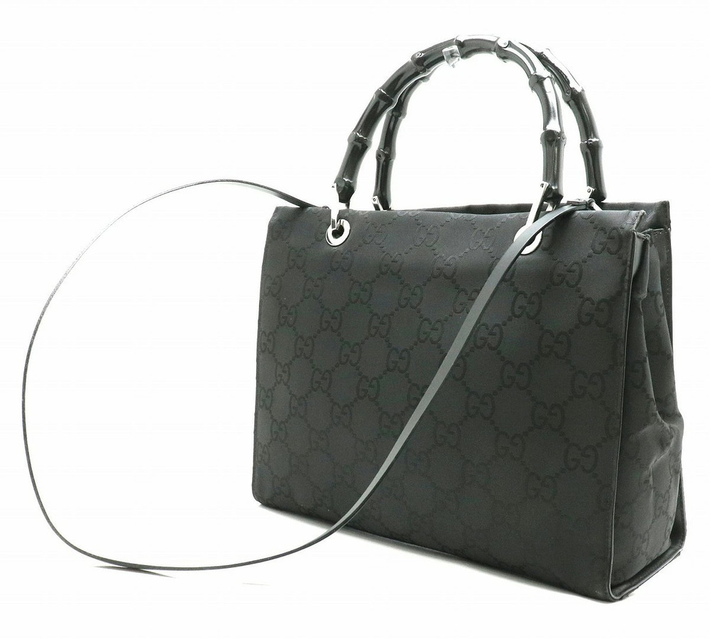 Gucci Bag Handbag Shoulder Bamboo Tote Black